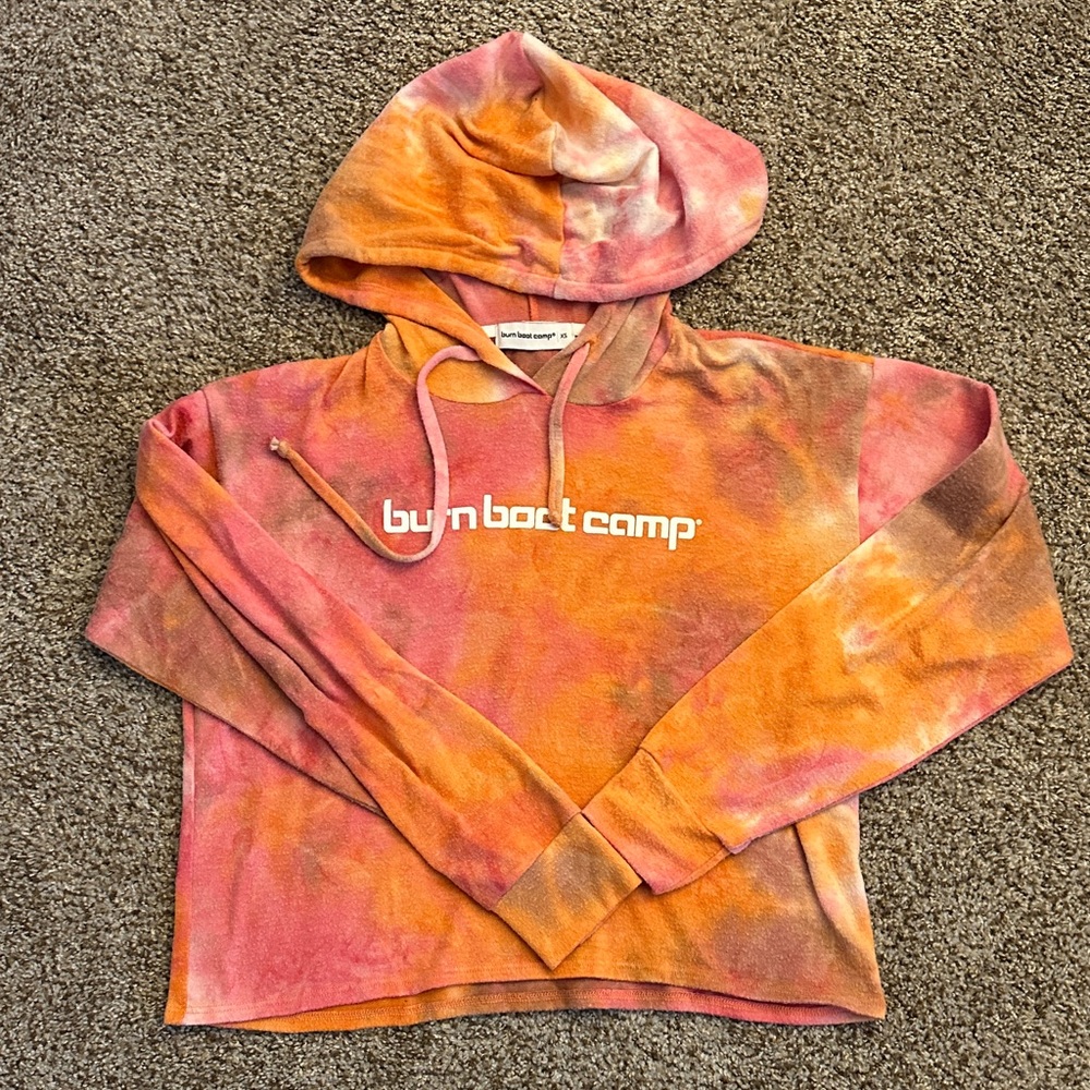 Burn Boot Camp Tie-Dye Cropped Hoodie with Logo